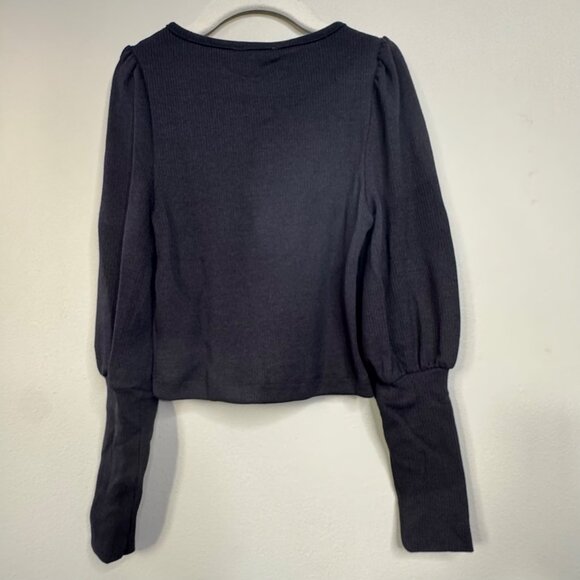 MIA JOY Black Ribbed Lynne Top Girls 6 NWT Stylish Puff Sleeve Party Shirt NEW - Picture 2 of 10